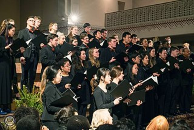 A group of people singing