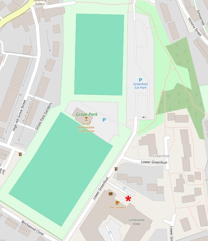 A map of Settle highlighting Limestone View